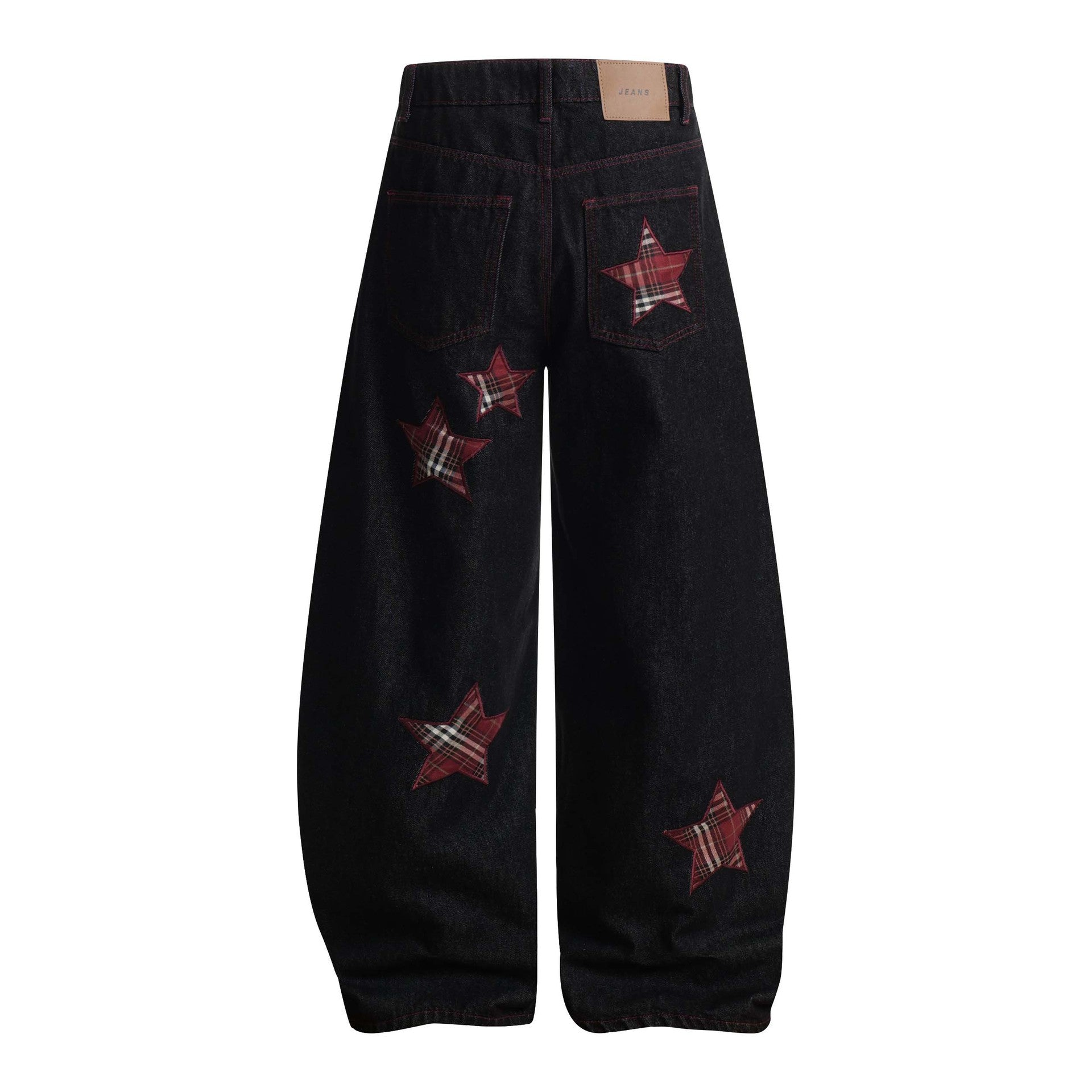 High Street Striped Star Patchwork Wide-Leg Jeans for Men and Women Loose Fit Trousers eprolo
