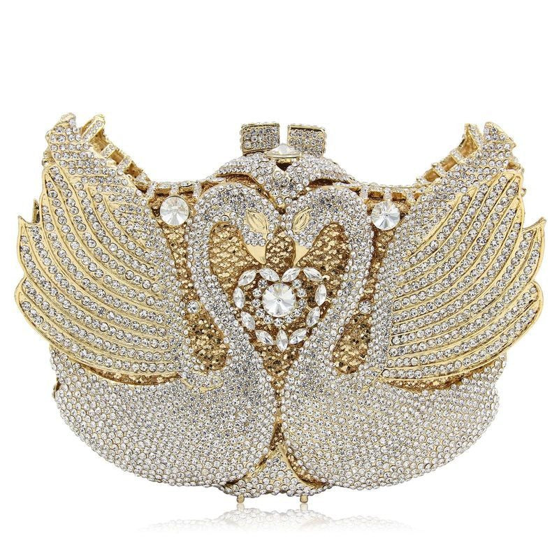 Swan studded diamond dinner bag, banquet dress, full diamond bag eprolo