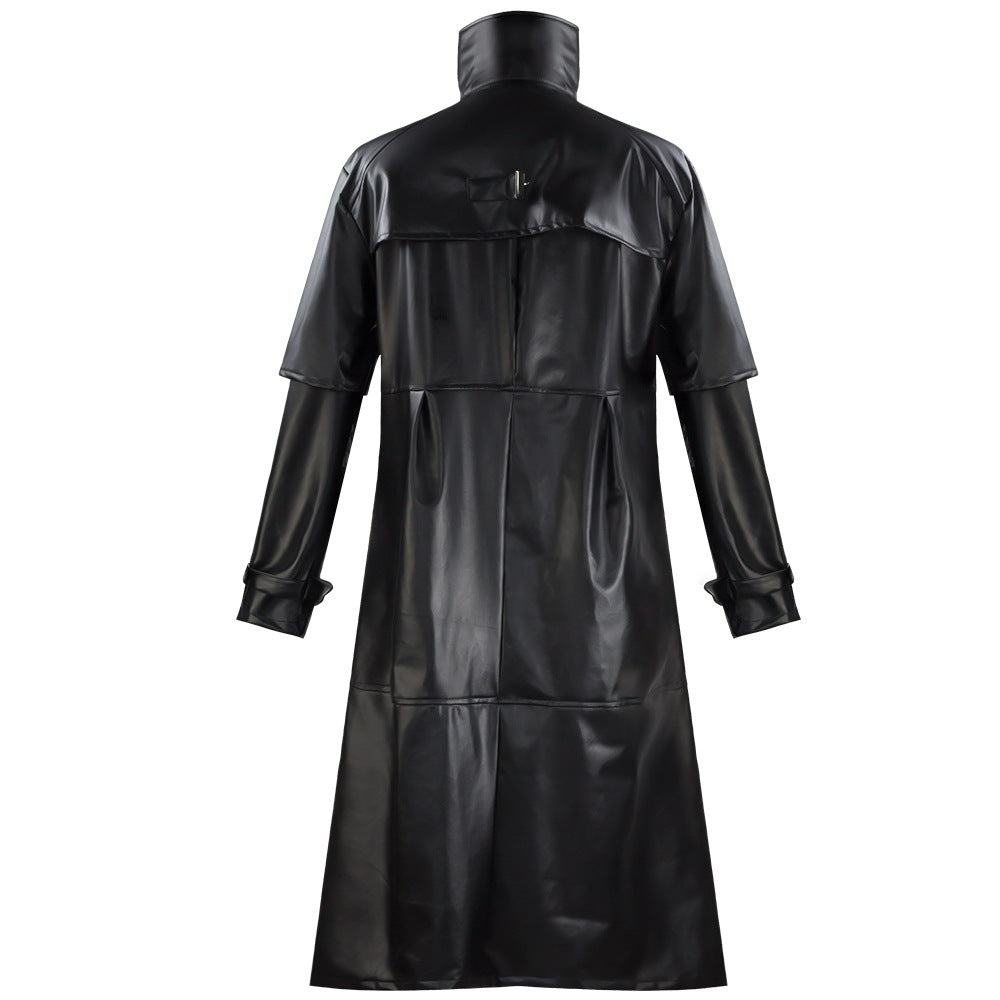 Plague Doctor Cosplay Costume Medieval Retro Fitted Button-Down Long PU Leather Jacket for Men Halloween eprolo