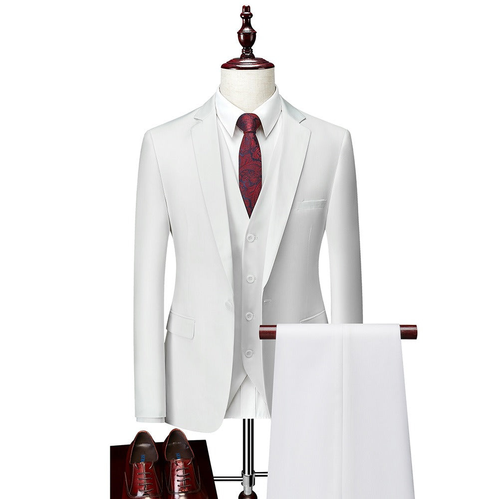 3 piece men's wedding suits fashion men's slim solid color business office suit sets large size men Blazer+ pants + vest eprolo