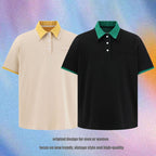 Color Block Two-Piece Design Polo Shirt Casual Turn-Down Collar Short Sleeve T-Shirt for Men eprolo