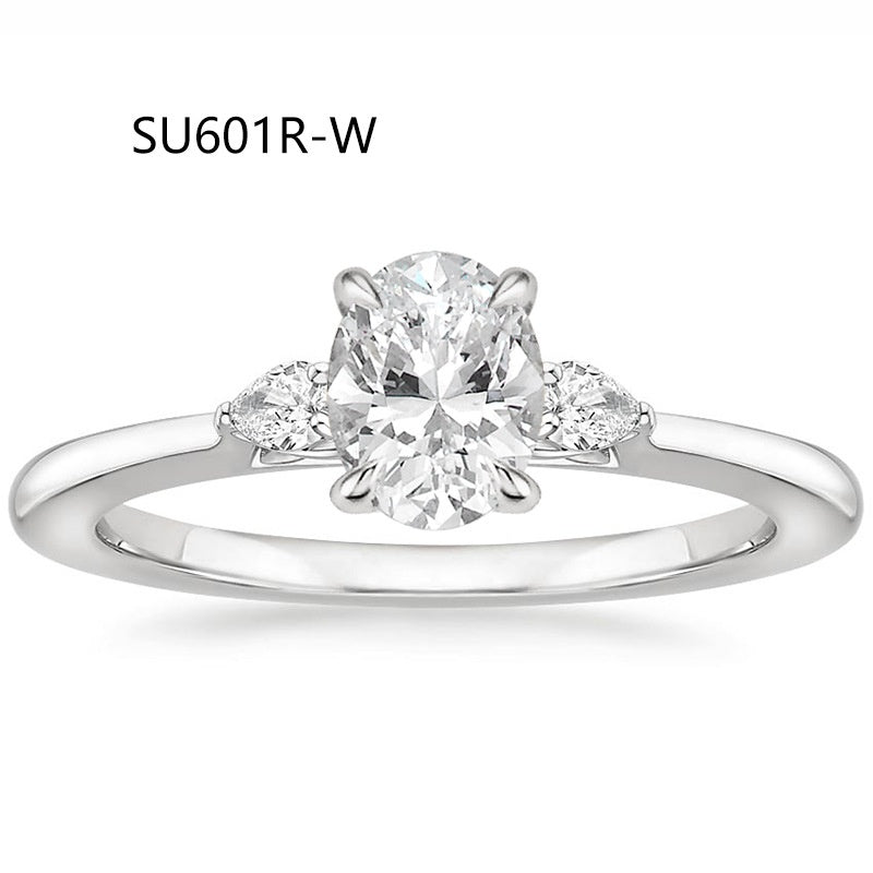 Fashion Luxury Three-Stone Diamond Ring 1 Carat Wedding Ring S925 Sterling Silver Plated 18K Gold Lab-Grown Diamond Ring for Women eprolo