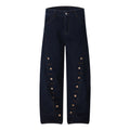 Trendy Multi-Button Design Wide-Leg Jeans for Men and Women, Loose and Comfortable Floor-Length Trousers eprolo