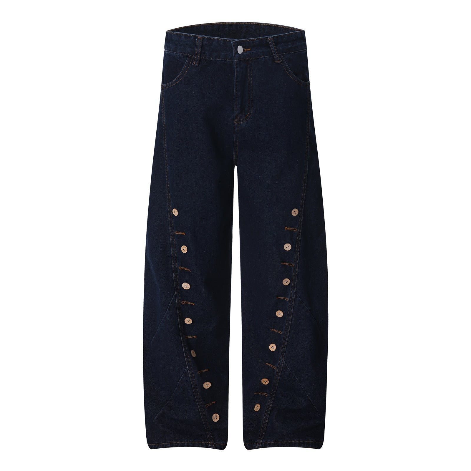 Trendy Multi-Button Design Wide-Leg Jeans for Men and Women, Loose and Comfortable Floor-Length Trousers eprolo