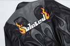 American style high street splicing flame letter embroidery leather jacket jacket men motorcycle jacket PU leather baseball eprolo