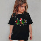 Combed Cotton New Christmas Children's Short Sleeve Girls' T-Shirt Kids Clothing Boys' Short Sleeve eprolo