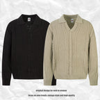 Cable Knit Collar Sweater Men Loose Fit Versatile Old Money Style Knit Top eprolo