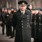 Replica Soviet Navy M69 Officer's Winter Overcoat - Black 12-Button Wool Melton Long Coat eprolo