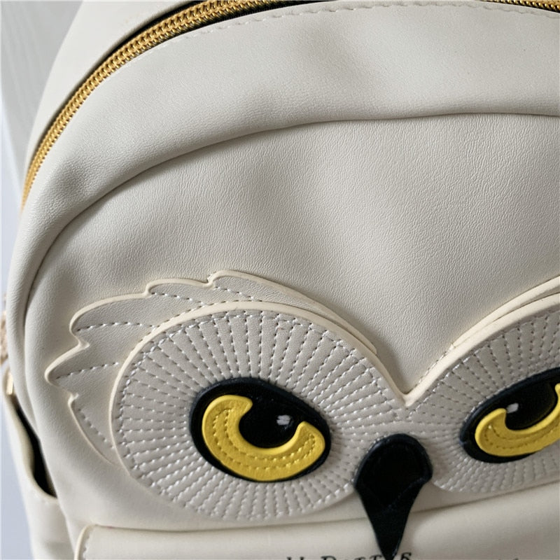 Cute Owl and Letter Casual Small Bag Women Girls Bag Beige PU Leather Backpack School Bag Shoulders Bag Gift eprolo