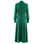 Spring And Summer New Quality Acetic Acid Jacquard Popular Green Slimming Large Swing Dress With Bow Women's Skirt eprolo
