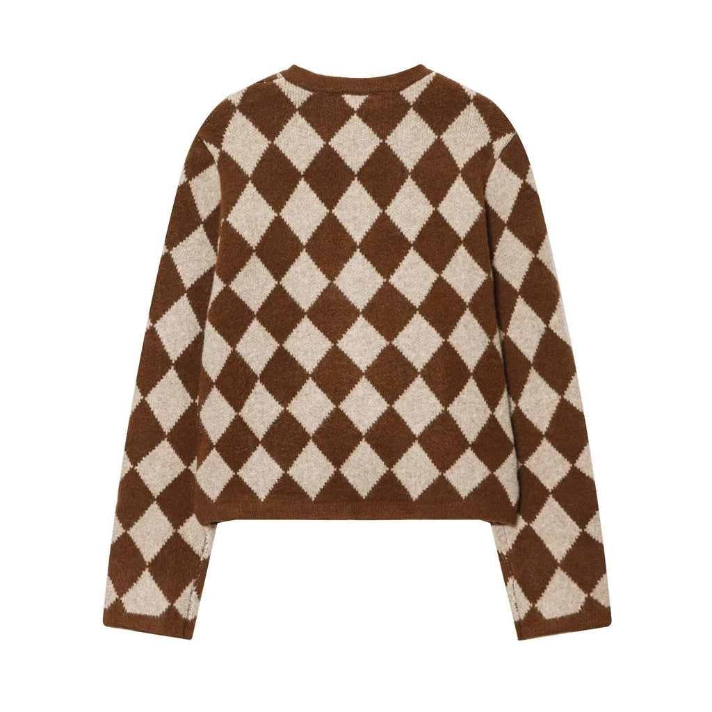 Diamond patterned jacquard knitted jacket eprolo