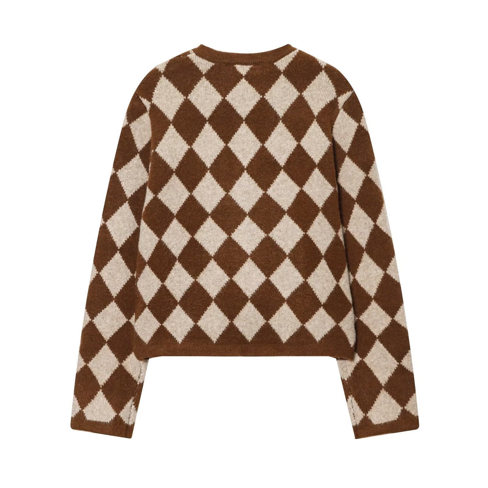 Diamond patterned jacquard knitted jacket eprolo