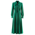 Spring And Summer New Quality Acetic Acid Jacquard Popular Green Slimming Large Swing Dress With Bow Women's Skirt eprolo