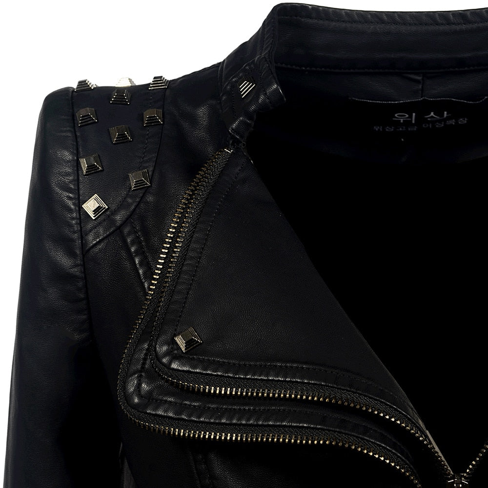 Jacket Women Faux Leather PU Jacket Winter Autumn Black Motorcycle Jacket Outerwear  Gothic Faux leather Coats Chaqueta eprolo