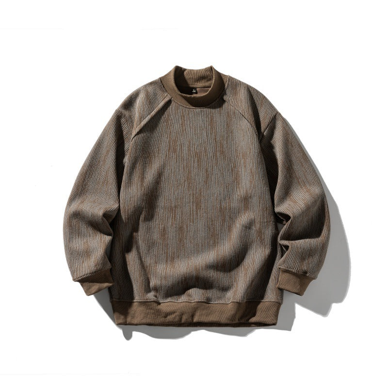 Dyeing Color-blocked Loose Long Sleeve Mock Neck Sweatshirt Men eprolo