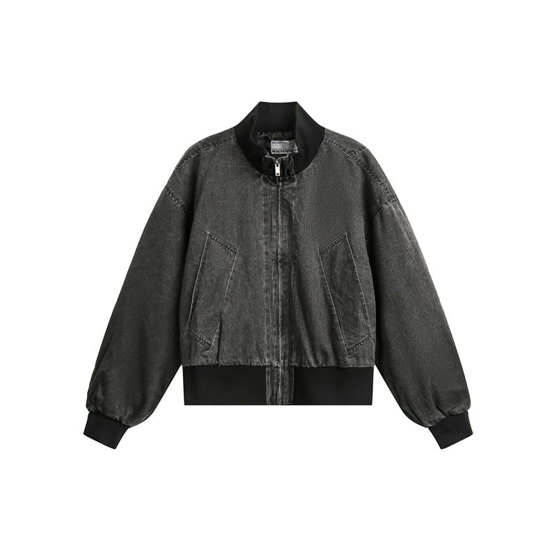 Jacket with Stand Collar and Clean Fit Short Baseball Style for Men and Women eprolo