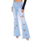 Tailored butterfly wide leg perforated high stretch flared pants eprolo