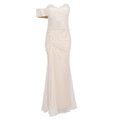 Wedding Dress For Women Elegant Off Shoulder Short Sleeves Pearl Sequins Design Sparkling Maxi Long Gown eprolo