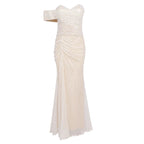 Wedding Dress For Women Elegant Off Shoulder Short Sleeves Pearl Sequins Design Sparkling Maxi Long Gown eprolo