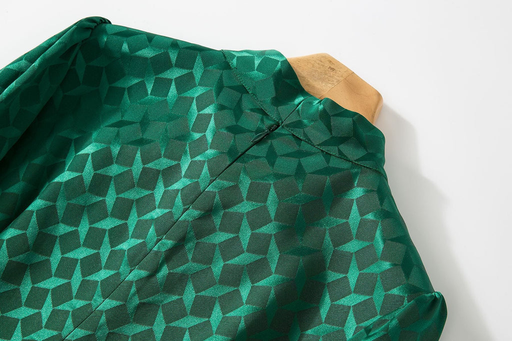 Spring And Summer New Quality Acetic Acid Jacquard Popular Green Slimming Large Swing Dress With Bow Women's Skirt eprolo