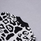 Latest Fashion Star Style Designer Women's Lion Buttons Black White Leopard Print Knitted Cardigan Short Jacke eprolo
