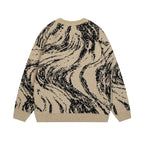 Letter embroidery loose round neck pullover knitted sweater for men eprolo