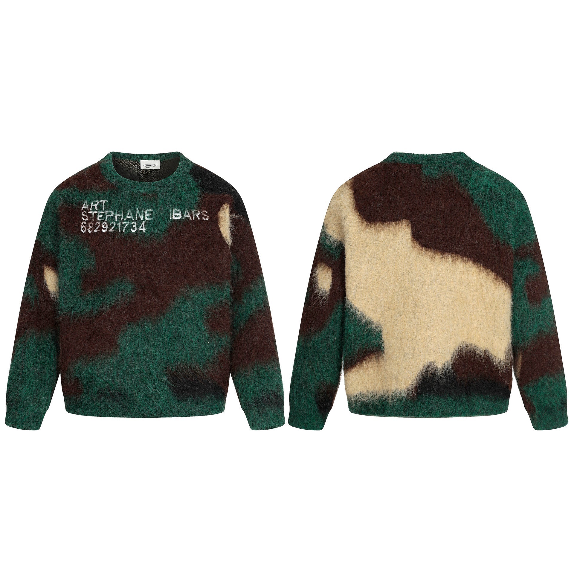 Camouflage tassel sweater with warm and velvet knit sweater for men eprolo
