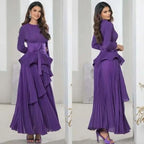 Wrinkled Irregular Lantern Skirt+Long Swing Skirt Set New Solid Color Two Piece Set eprolo