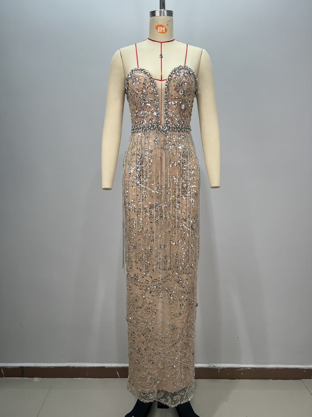 Sexy Shiny Rhinestone Sequin Strapless Dress  Female Singers Gogo Performance Party Evening Gown eprolo
