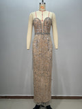 Sexy Shiny Rhinestone Sequin Strapless Dress  Female Singers Gogo Performance Party Evening Gown eprolo