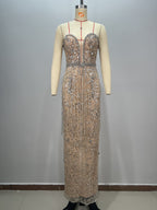Sexy Shiny Rhinestone Sequin Strapless Dress  Female Singers Gogo Performance Party Evening Gown eprolo