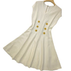 Raglan sleeves V-neck metal buckle high waist zippered knit dress trendy eprolo