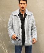 Men Faux Fox Fur Jacket Coat Winter Thick Fluffy Long Sleeve Lapel Warm Shaggy Outerwear Luxury Fur Jacket Bontjas Jackets Mens eprolo