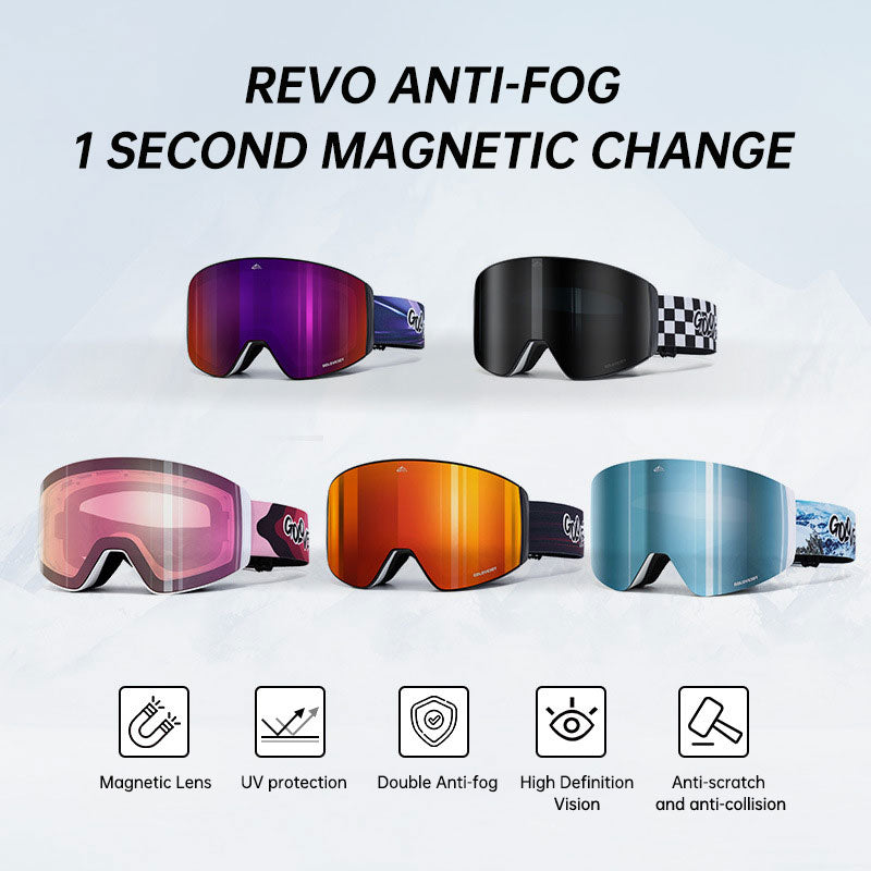 Magnetic ski goggles for men and women double anti-fog outdoor sports riding equipment goggles windproof eprolo