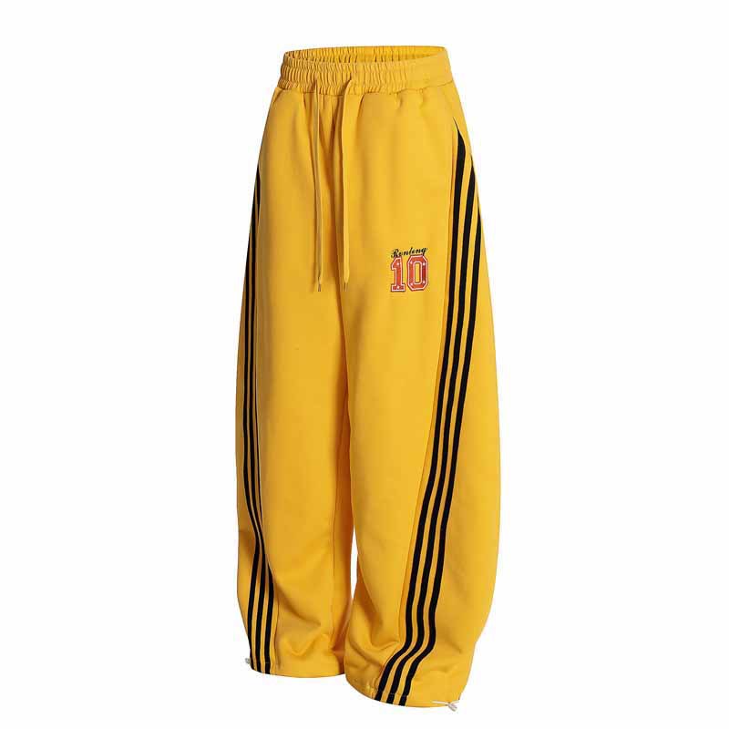Casual Street Style Three-Stripe Embroidered Track Pants for Men and Women, Loose Fit Hip Hop Sweatpants with Digital Embroidery eprolo
