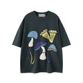Mushroom print short sleeved T-shirt for men and women eprolo