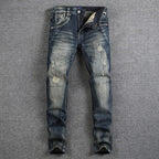 Retro Design Fashion Mens Jeans High Quality Nostalgia Wash Slim Fit Denim Ripped Jeans For Men Brand Streetwear Biker Jeans eprolo