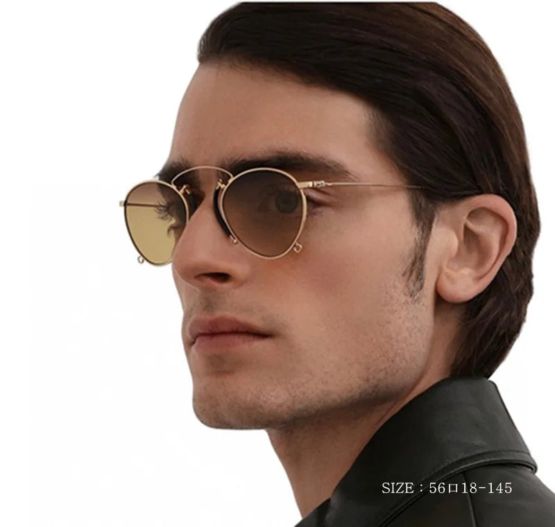 Brand Design Fashion Round Metal Sunglasses Retro Ladies Glasses Classic Luxury Driving Oval Travel Eyewear With Chain eprolo