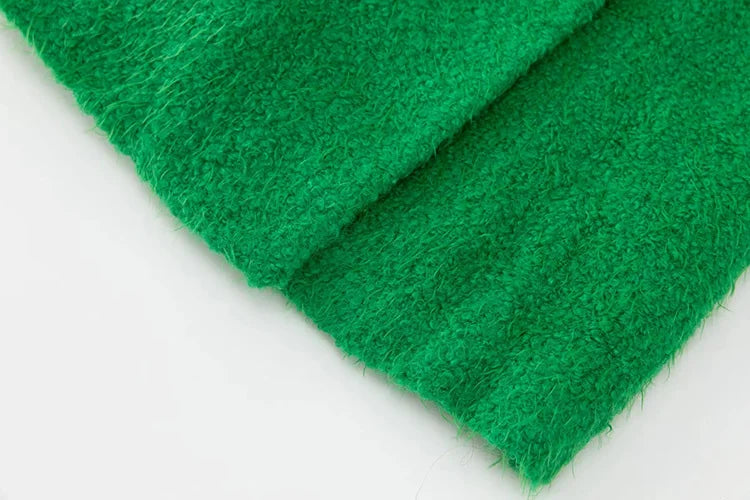 Autumn Winter Wool Blends Green Overcoat For Women Long Sleeve Pockets Double Breasted Vintage Outwear eprolo