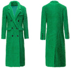 Autumn Winter Wool Blends Green Overcoat For Women Long Sleeve Pockets Double Breasted Vintage Outwear eprolo