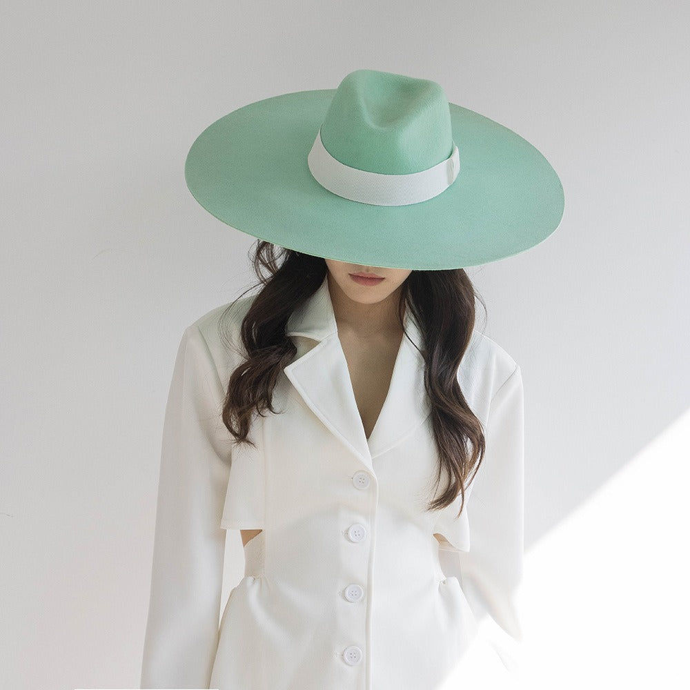 Fashion and Casual Big brim Fruit Green Wool Jazz Top Hat Show Style Felt Hat eprolo