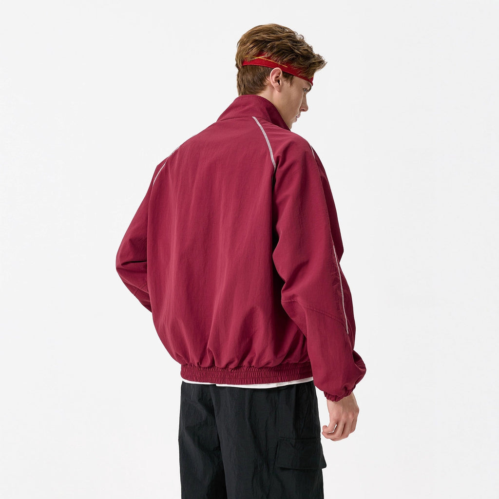 Style Sports Jacket with Reflective Stripes and Color Blocking for Men and Women, Red Couple's Outerwear eprolo