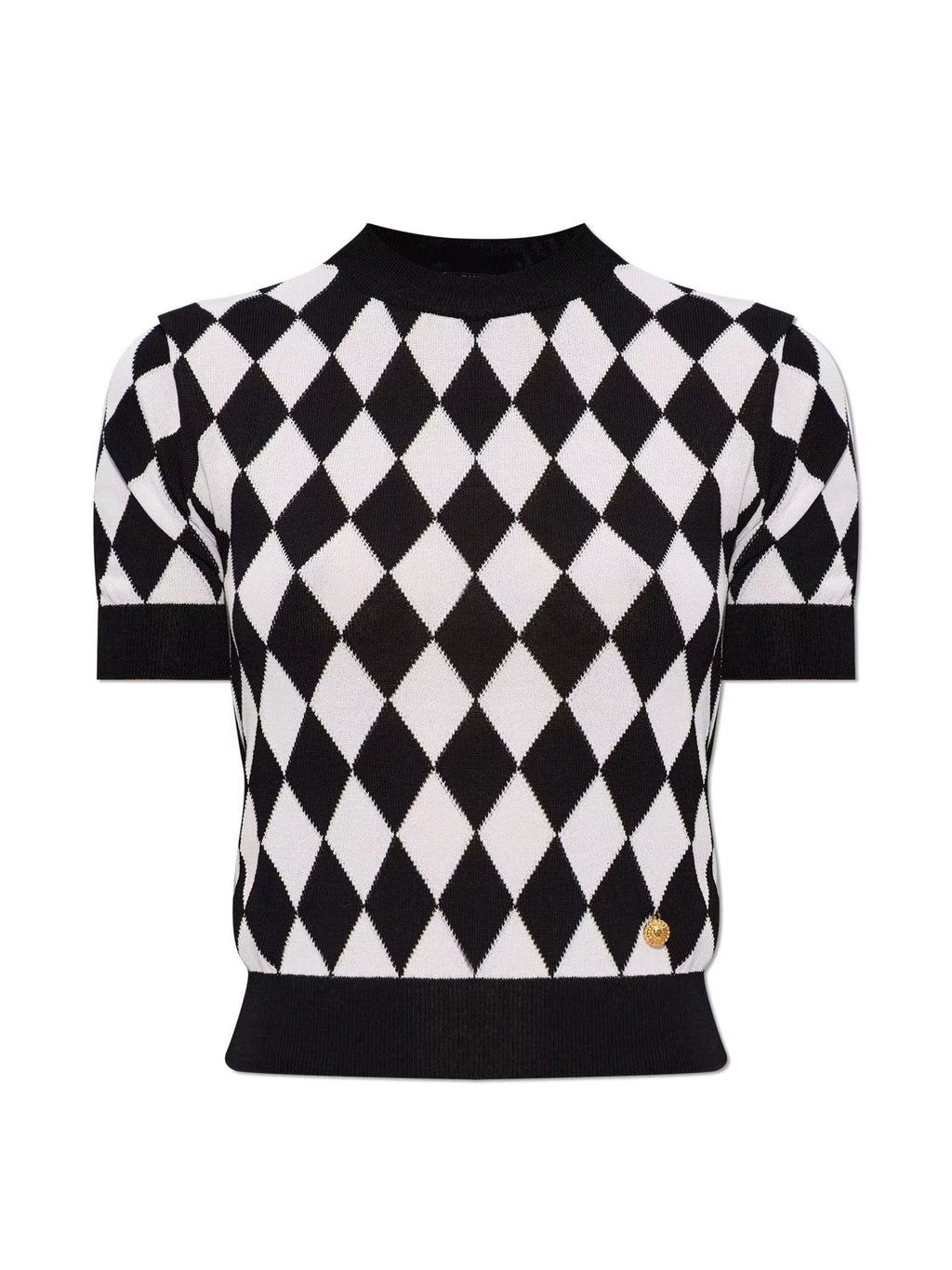 High quality short sleeved niche knitwear women's new diamond grid age reducing shirt top eprolo