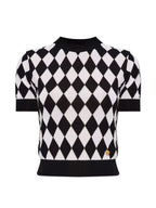 High quality short sleeved niche knitwear women's new diamond grid age reducing shirt top eprolo