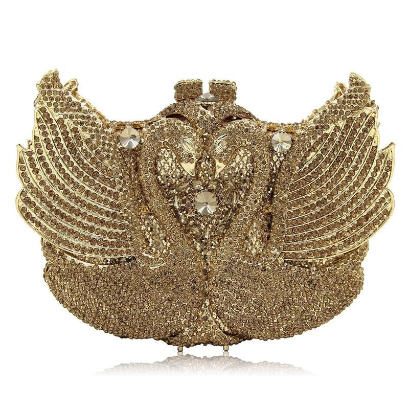 Swan studded diamond dinner bag, banquet dress, full diamond bag eprolo