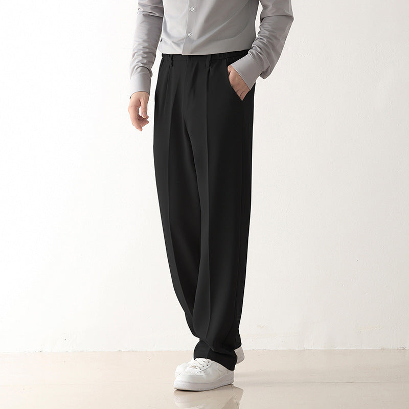 Comfortable commuting ironless suit pants for men, straight leg wide leg casual shorts, loose fitting formal pants eprolo