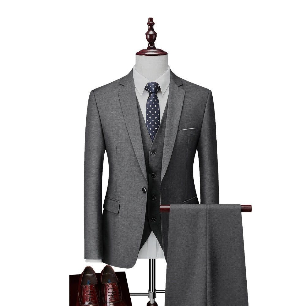 3 piece men's wedding suits fashion men's slim solid color business office suit sets large size men Blazer+ pants + vest eprolo