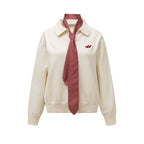Knitted Sweater with Tie for Women Loose Casual Long Sleeve Collar Sweater eprolo