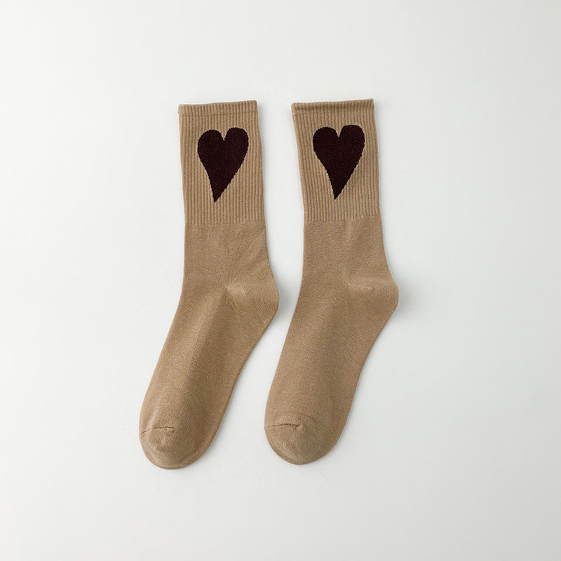 Spring and summer women's large heart-shaped sports socks, INS Korean style mid calf sports socks, Macaron Color sports socks 3 pairs eprolo
