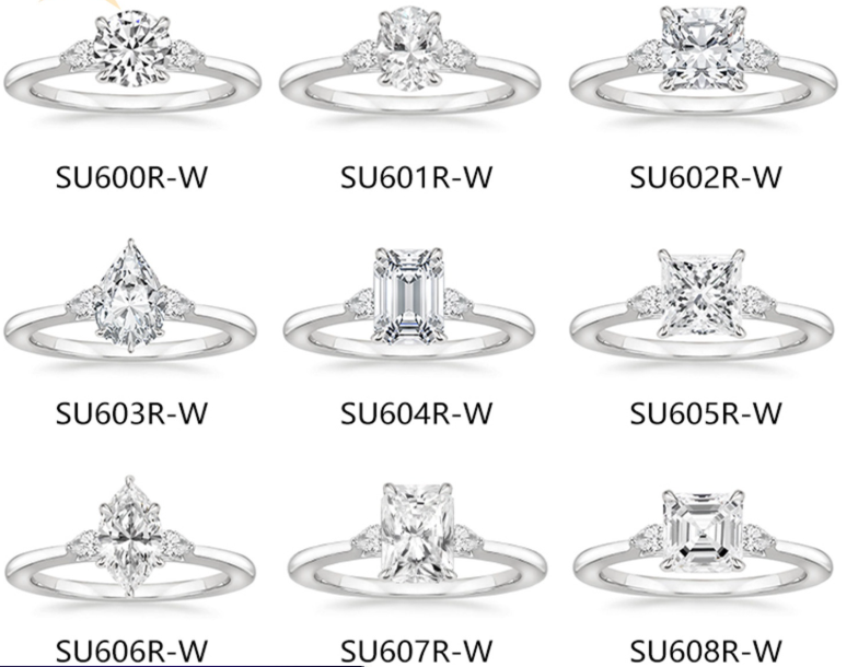 Fashion Luxury Three-Stone Diamond Ring 1 Carat Wedding Ring S925 Sterling Silver Plated 18K Gold Lab-Grown Diamond Ring for Women eprolo